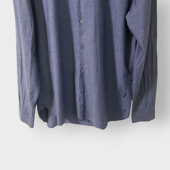 John Varvatos Cotton Button Up Shirt Chambray Blue Sz Lg Career Preppy Business - Picture 3 of 16